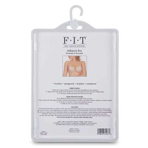 FIT - Plak bh siliconen en stof - Wasbaar en herbruikbaar - Nude